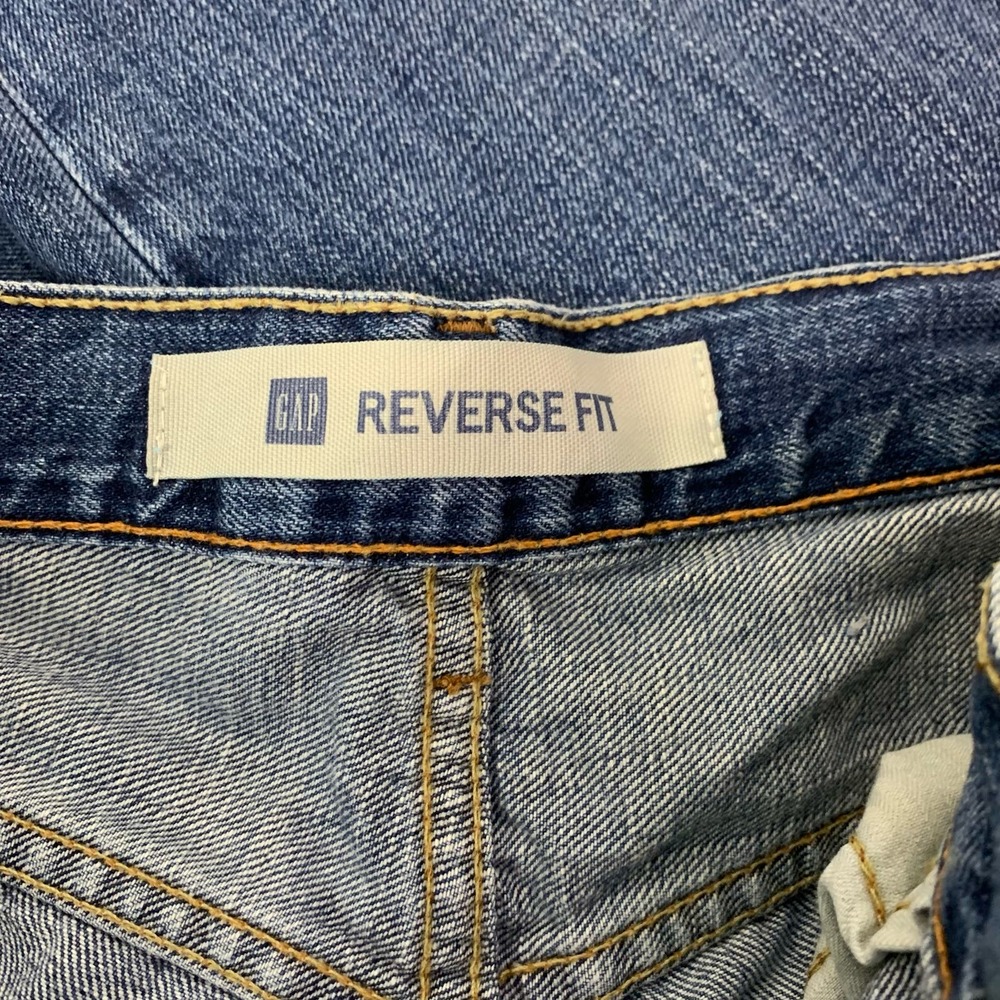 Gap Vintage 90's Reverse Fit 100% Cotton Blue Denim Jeans — Women's Size 12 Long - Picture 3 of 7